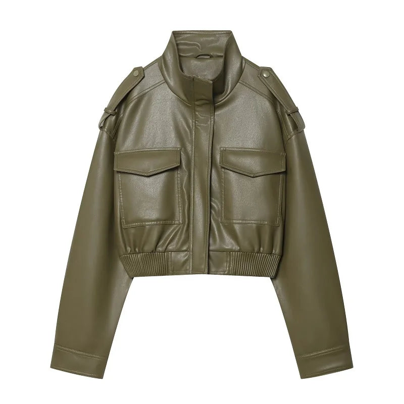 Veste courte en similicuir MUJER