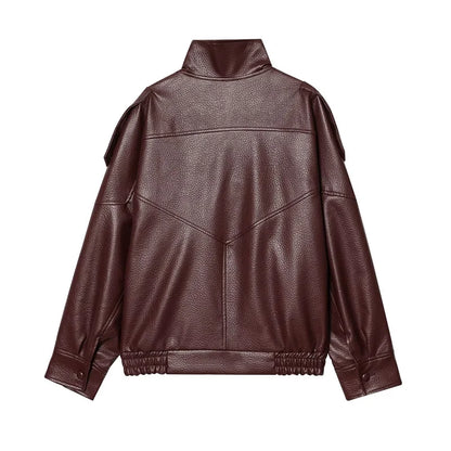 Vestes en similicuir noir MUJER col haut