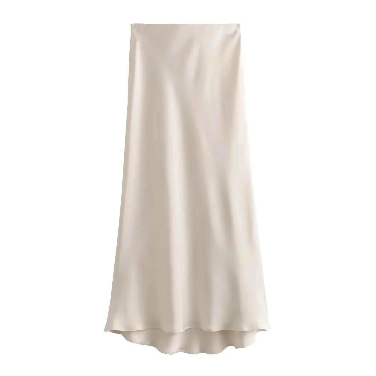 Jupe longue élégante en satin noir Willshela