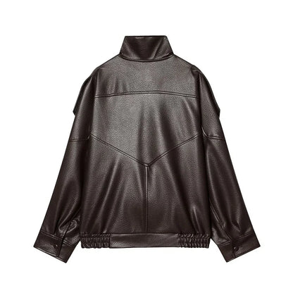 Vestes en similicuir noir MUJER col haut