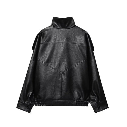 Vestes en similicuir noir MUJER col haut