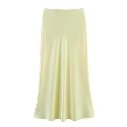 Jupe longue élégante en satin noir Willshela