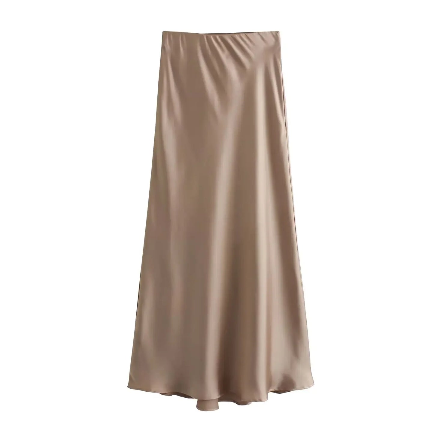Jupe longue élégante en satin noir Willshela