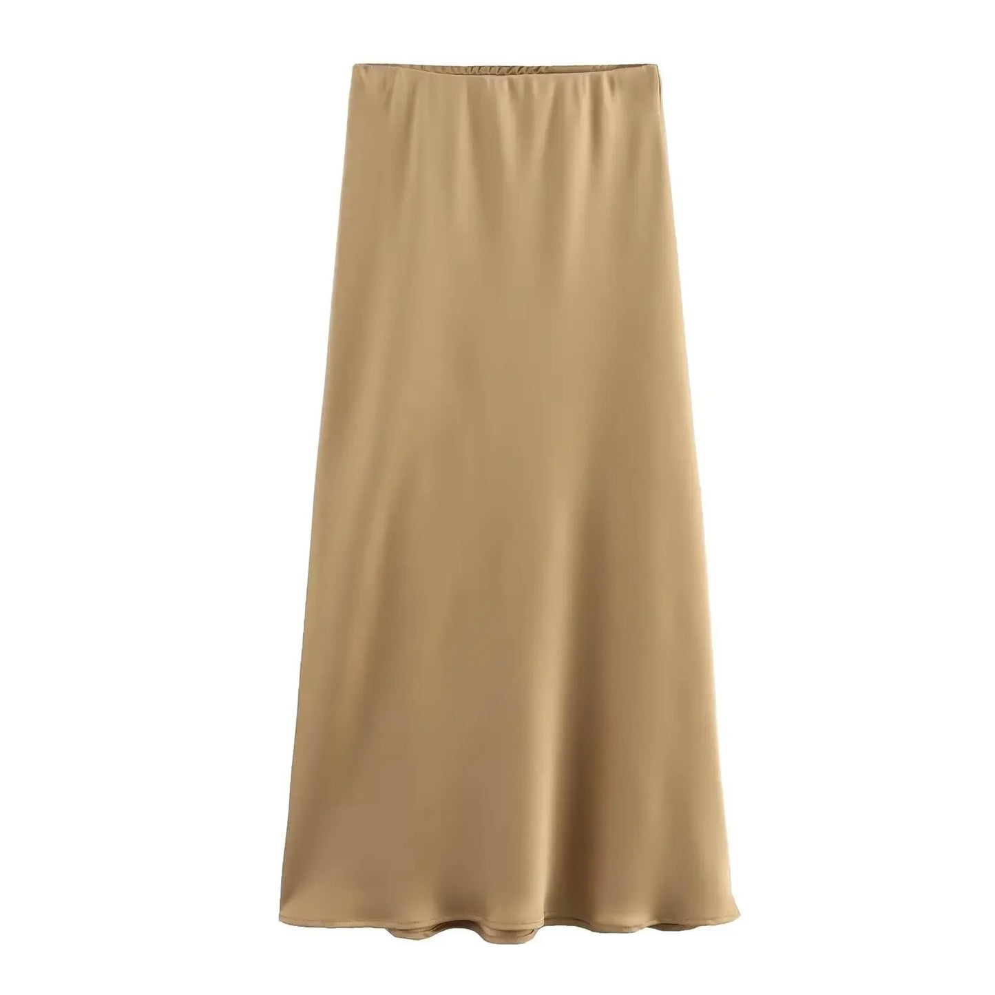 Jupe longue élégante en satin noir Willshela