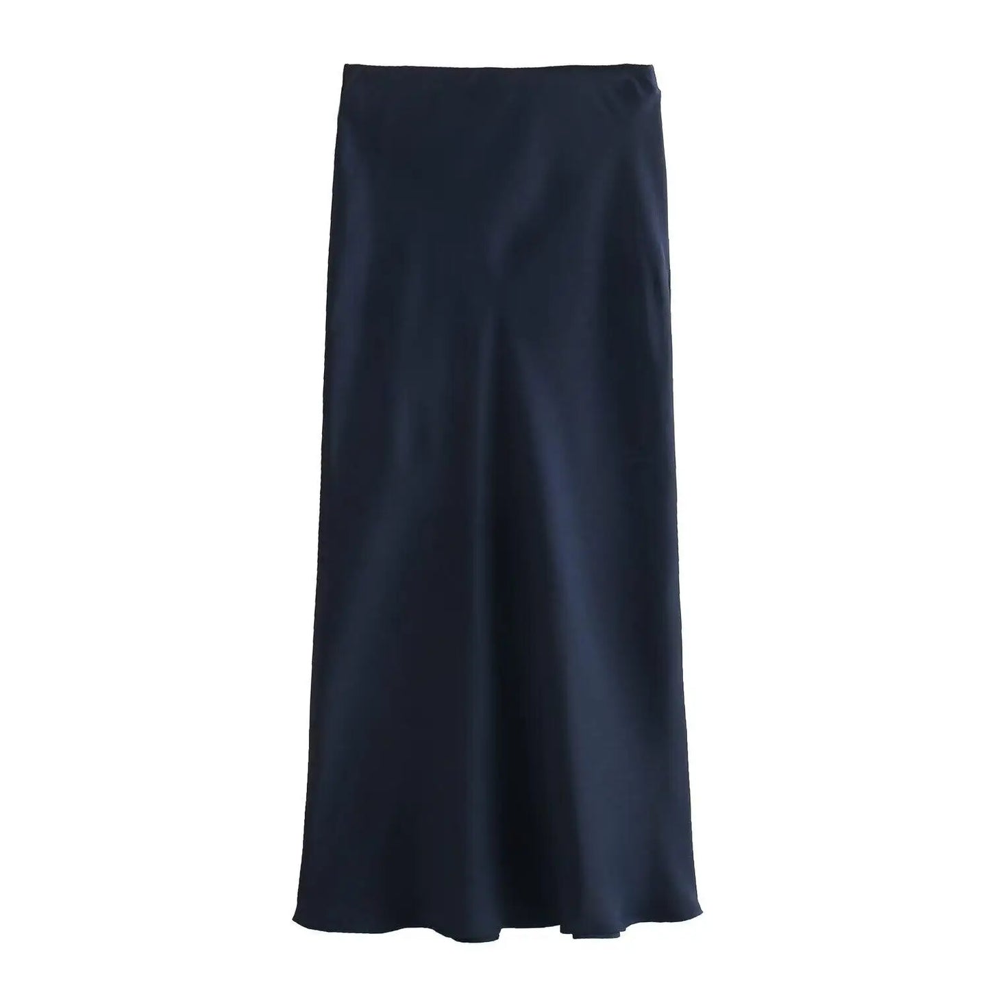 Jupe longue élégante en satin noir Willshela