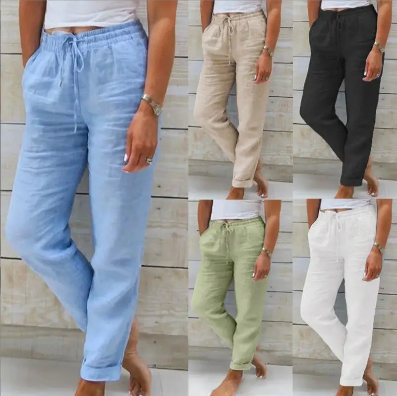 Pantalon – Coton & Lin Taille Haute