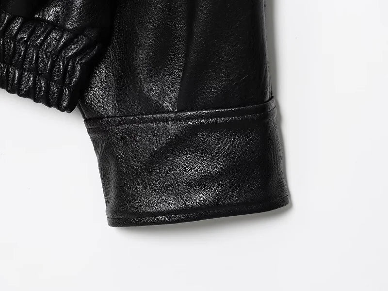 Vestes en similicuir noir MUJER col haut