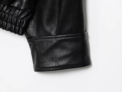 Vestes en similicuir noir MUJER col haut