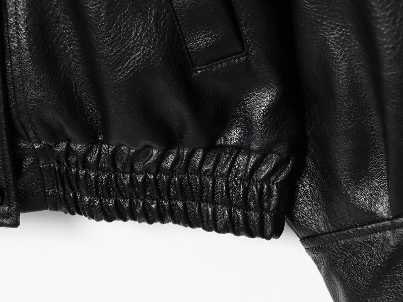 Vestes en similicuir noir MUJER col haut