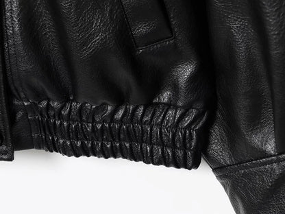 Vestes en similicuir noir MUJER col haut