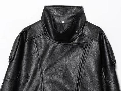 Vestes en similicuir noir MUJER col haut