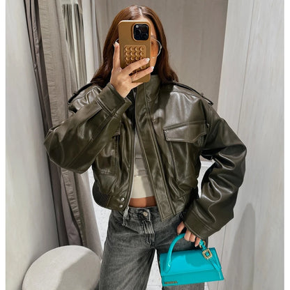 Veste courte en similicuir MUJER
