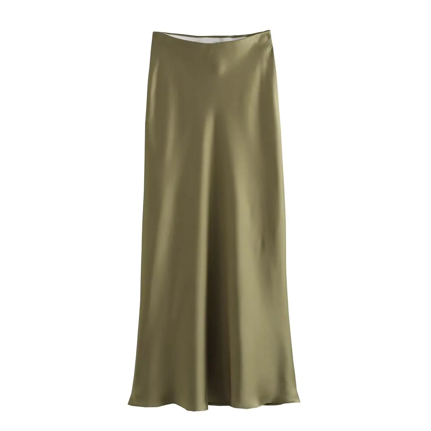 Jupe longue élégante en satin noir Willshela