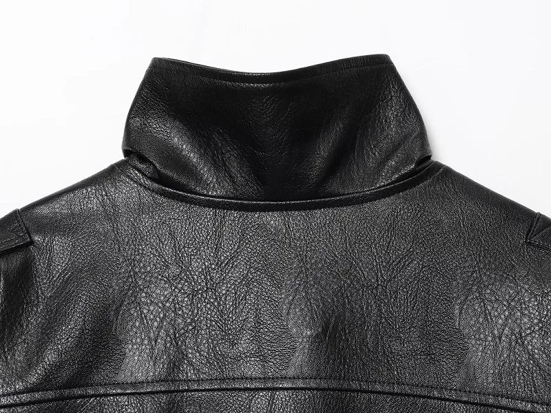 Vestes en similicuir noir MUJER col haut
