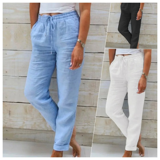 Pantalon – Coton & Lin Taille Haute