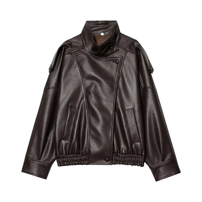 Vestes en similicuir noir MUJER col haut