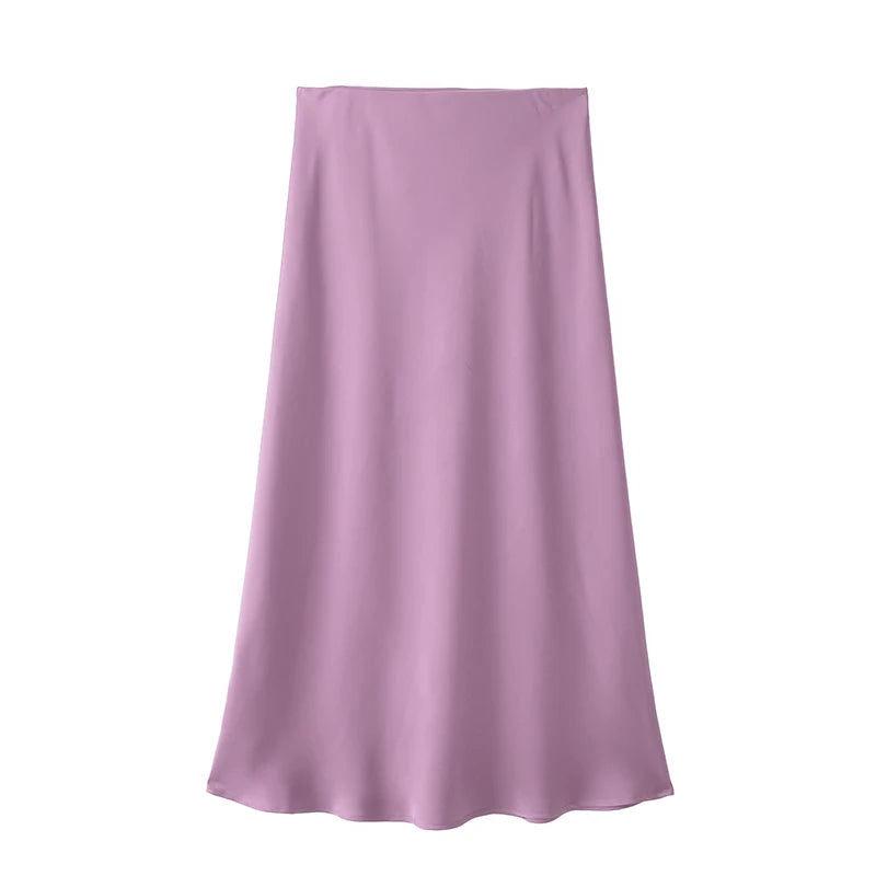 Jupe longue élégante en satin noir Willshela