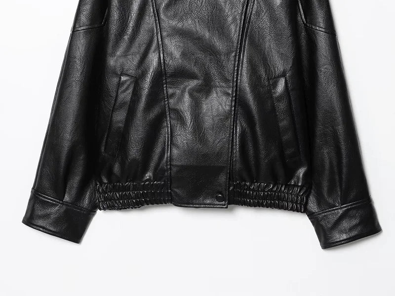 Vestes en similicuir noir MUJER col haut