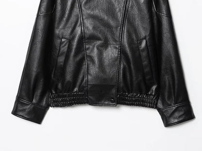 Vestes en similicuir noir MUJER col haut