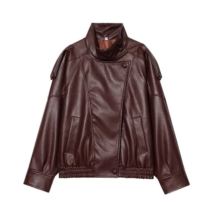 Vestes en similicuir noir MUJER col haut